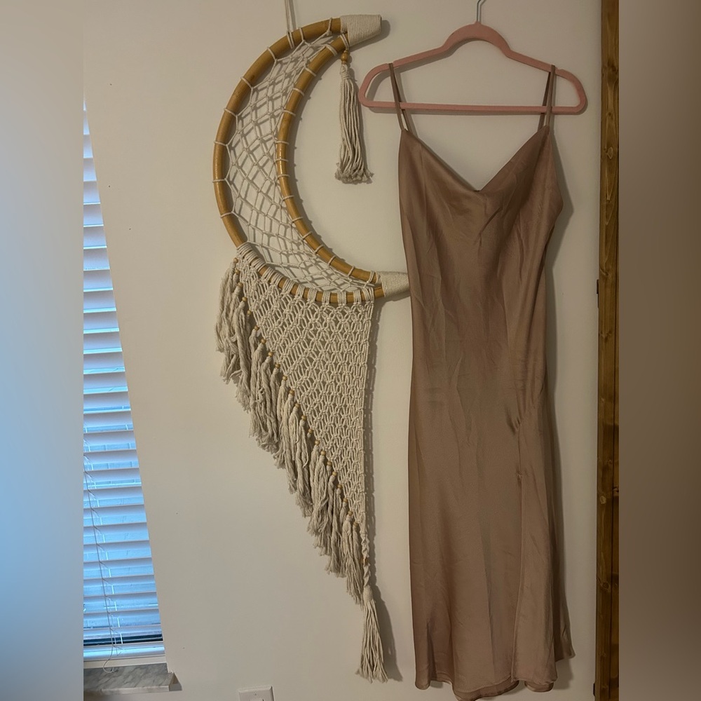 Tan Midi Slip Dress